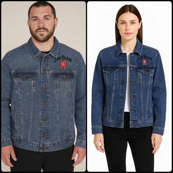 Jim Beam Medium Wash Embroidered Button Down Denim Jean Jacket | NEW!! - Picture 7 of 12